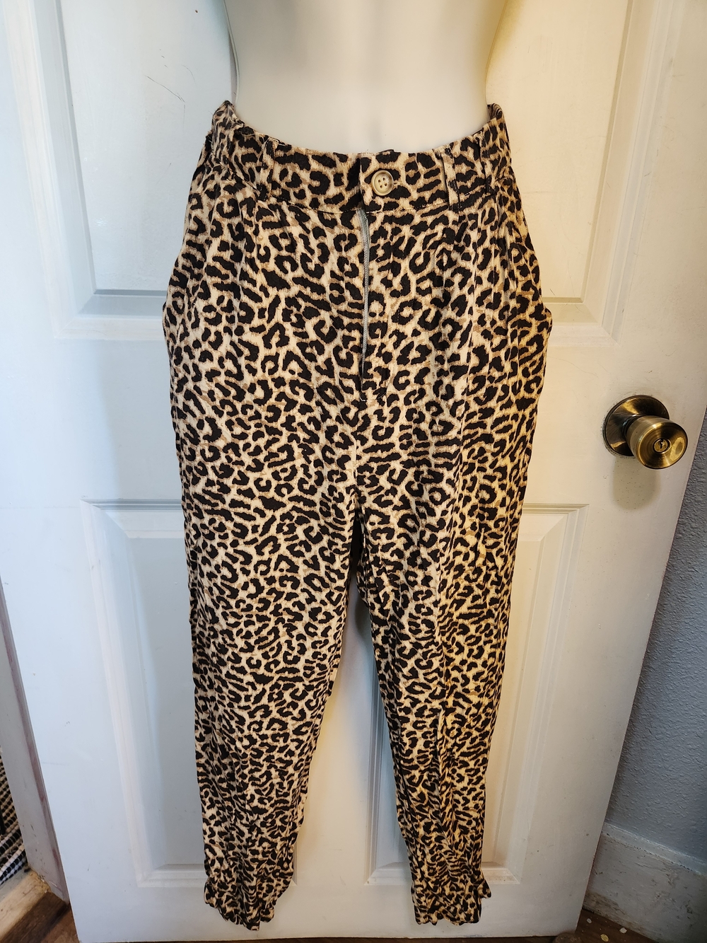 Cotton On Leopard Print Pants - Tan & Black